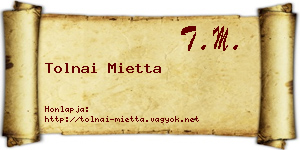 Tolnai Mietta névjegykártya